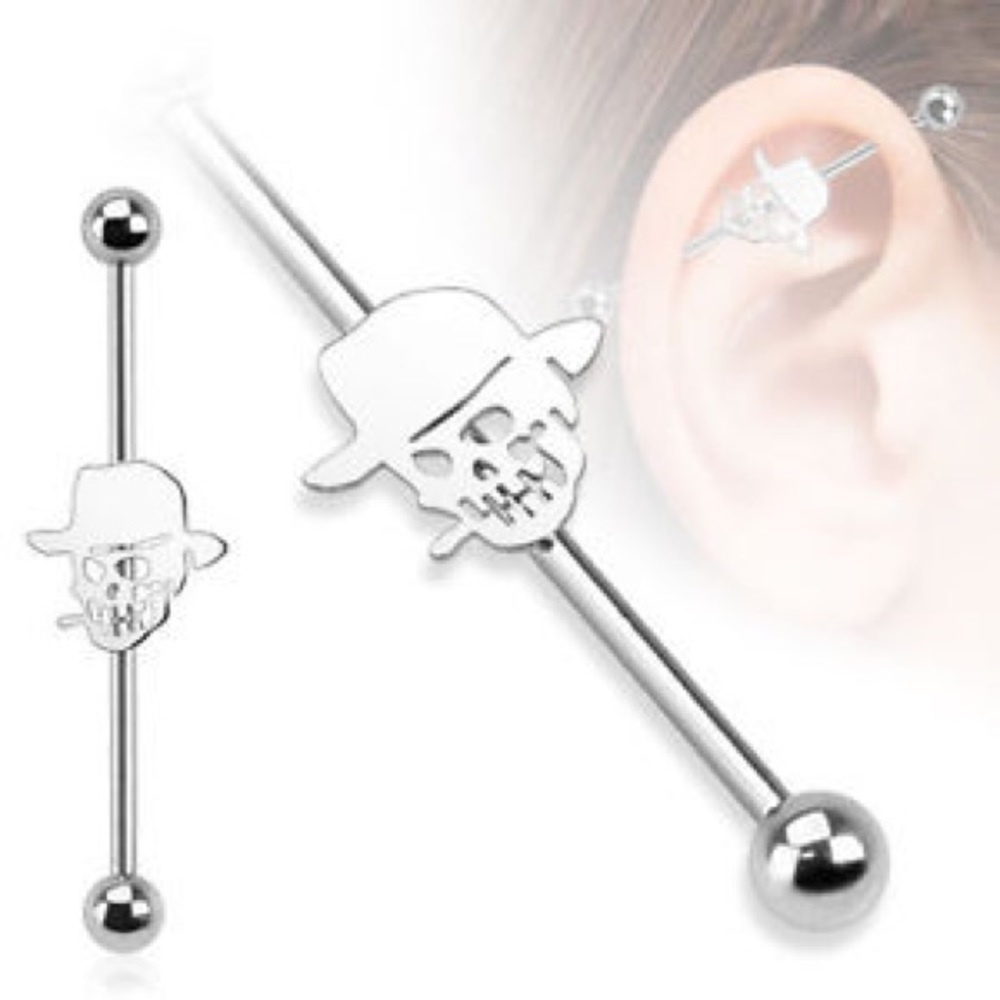 Skull industrial body jewelry